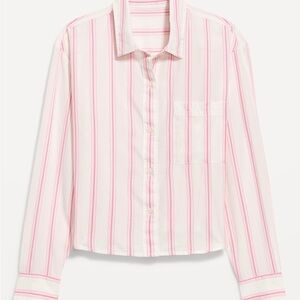 Old Navy Pink and White Striped Button-Down Shirt